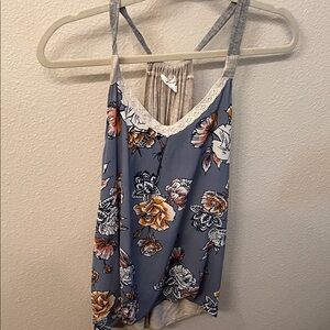 Maurices Floral Camisole - Blue and Cream